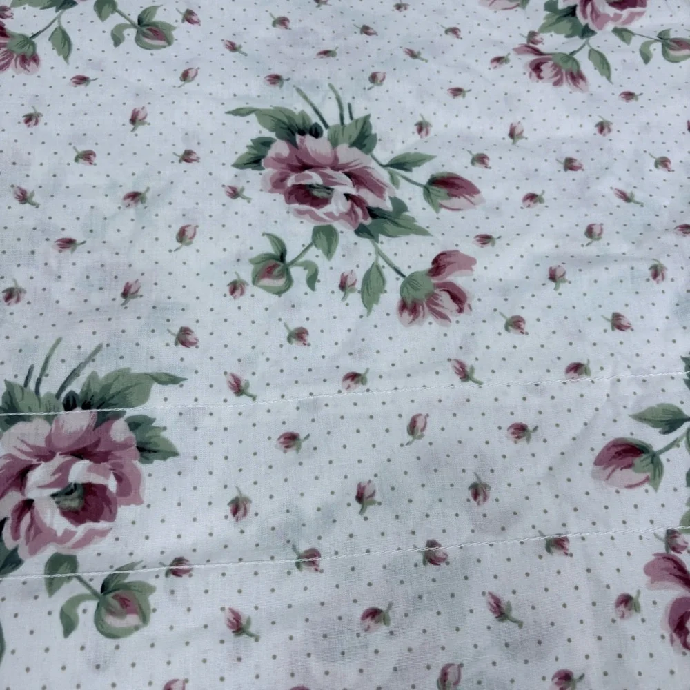 SPRINGS cottage core Floral Print Fabric with Pink Roses one panel curtain